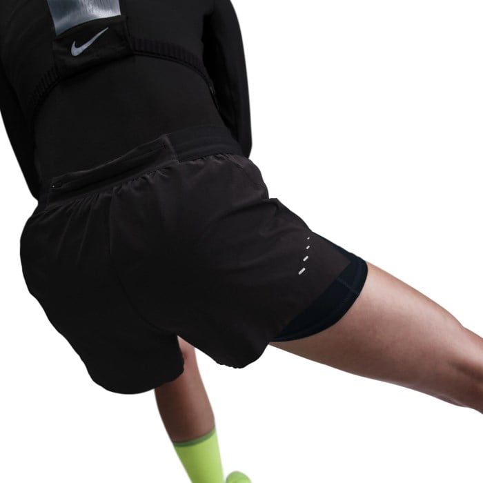 Nike Swift Mid-Rise Womens 2-In-1 Running Shorts - Black/Reflective Silver