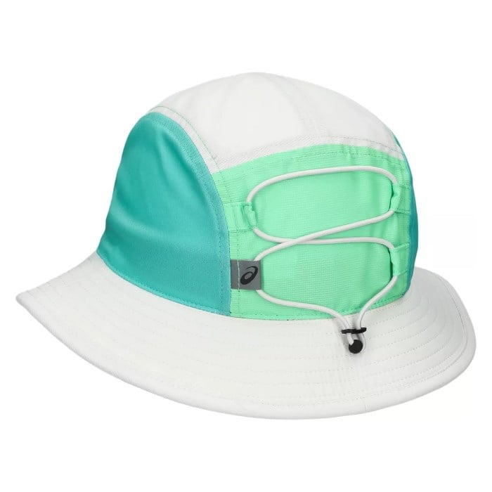 Asics Performance Running Unisex Bucket Hat - Cream/Vital Green