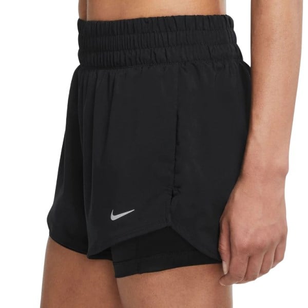 Nike Dri-Fit One 2-In-1 Mid-Rise Womens Running Shorts - Black/Reflective Silver