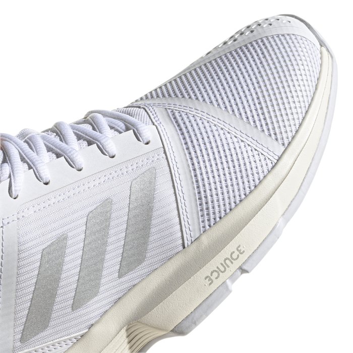 Adidas CourtJam Bounce - Womens Tennis Shoes - White/Silver Metallic/Solar Red