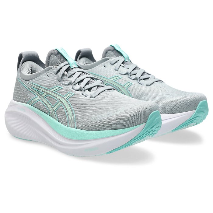 Asics Gel Nimbus 27 - Womens Running Shoes - Piedmont Grey/Illuminate Mint