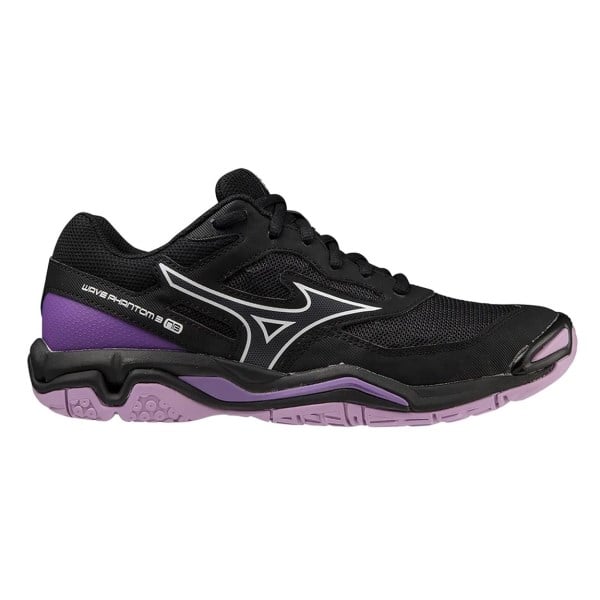 Mizuno Wave Phantom 3 - Womens Netball Shoes - Black/White/Lupine