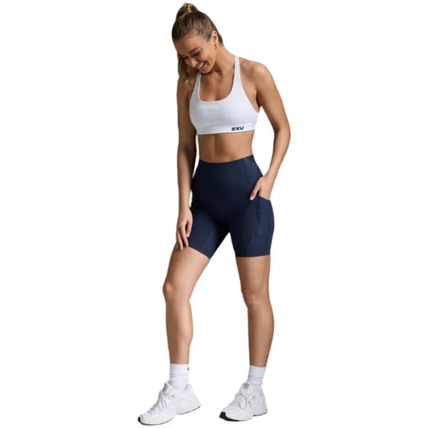 2XU Form Stash Hi-Rise Womens Compression Bike Shorts - Midnight/Midnight