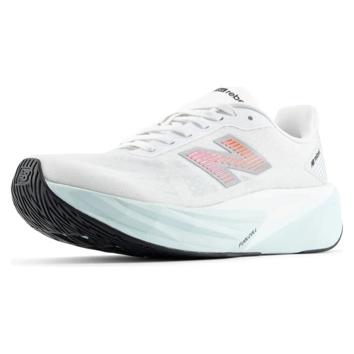 New Balance FuelCell Rebel v5 - Mens Running Shoes - White/Pink Heat/Glint Blue
