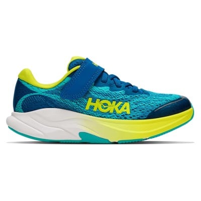 Hoka Rincon 4 Velcro - Kids Running Shoes - Electric Aqua/Neon Hoka Citrus