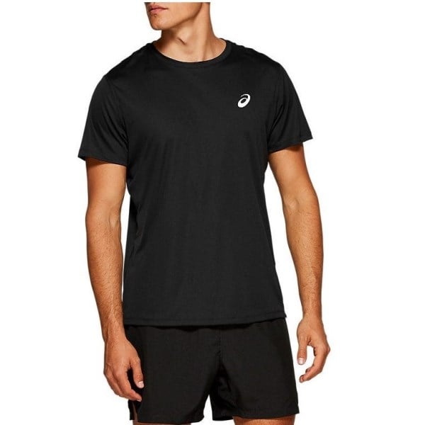 Asics Silver Mens Short Sleeve Running T-Shirt - Performance Black