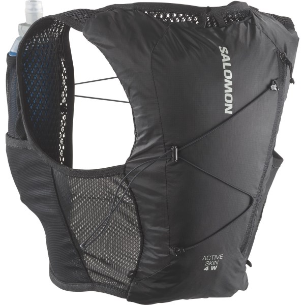 Salomon Active Skin 4 Set Womens Trail Running Vest With Flasks - Black