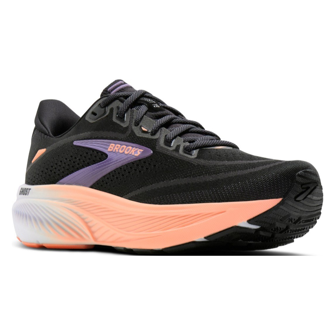 Brooks Ghost 18 - Womens Running Shoes - Black/Mulled Grape/Peach - image 6