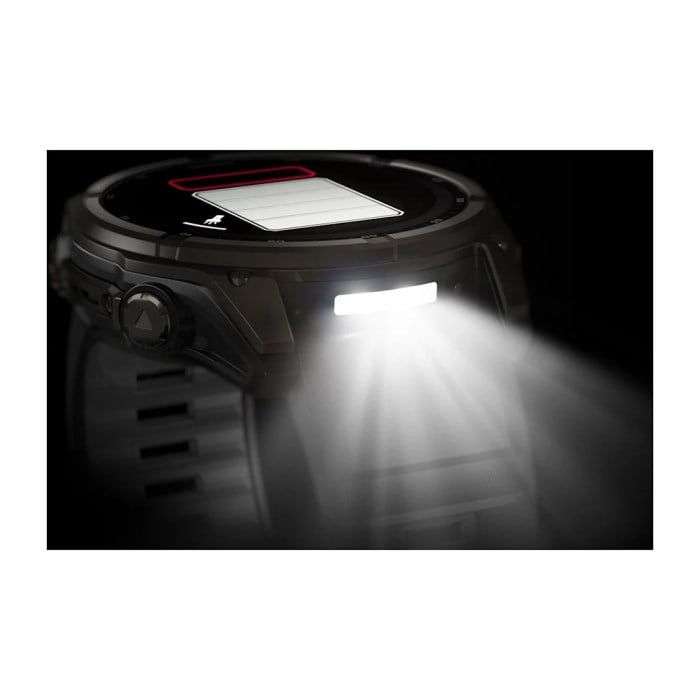Garmin Fenix 8 Solar 51mm Sapphire Edition Titanium Watch - Carbon Grey Titanium with Black/Pebble - Carbon Grey Titanium with Black/Pebble Grey Silicone Band - image 9