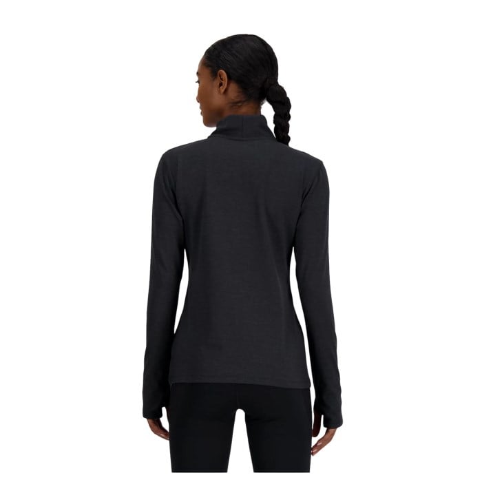 New Balance Sport Essentials Space Dye Womens Quarter Zip - Black Heather