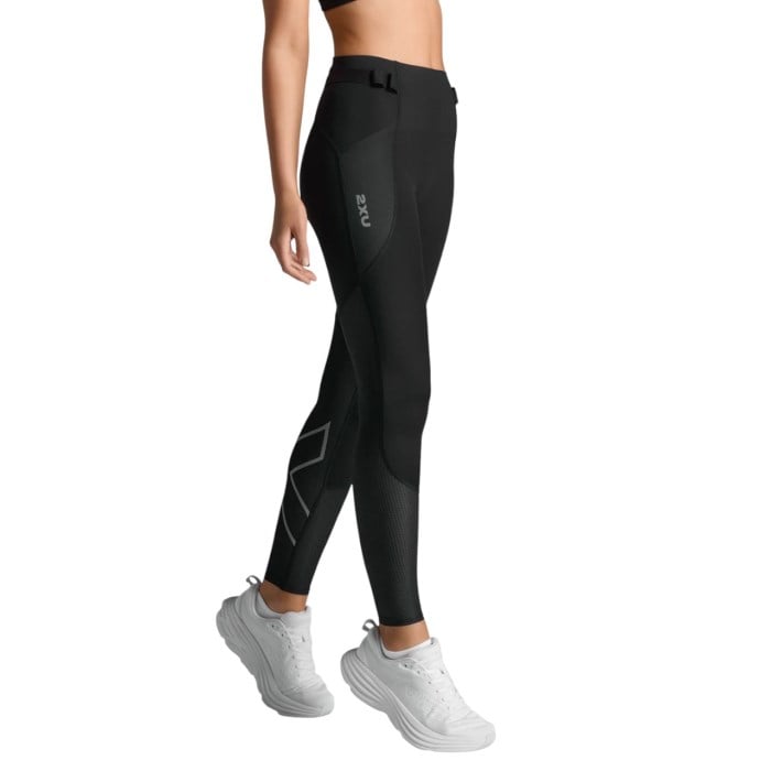 2XU Aero Mesh Hi-Rise Compression Womens Tights - Black/Silver Reflective