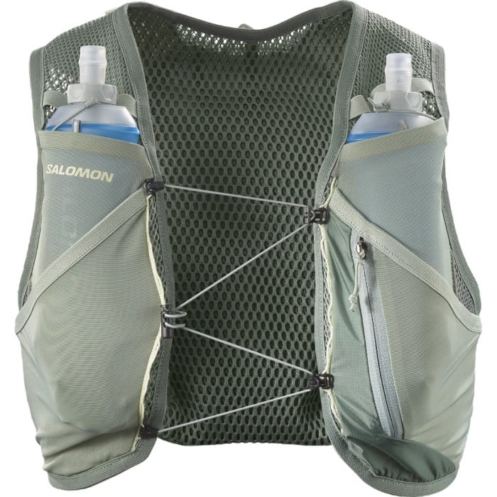 Salomon Active Skin 4 Set Unisex Trail Running Vest With Flasks - Laurel Wreath/Lily Pad