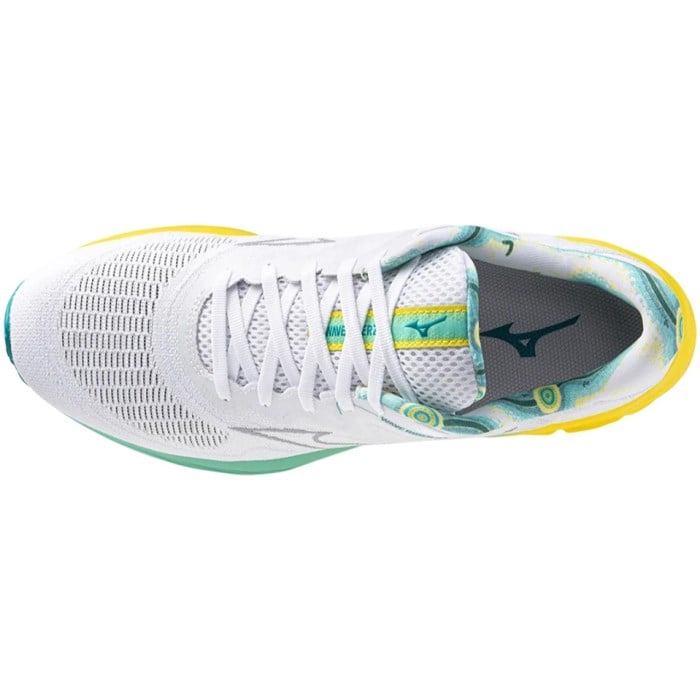 Mizuno Wave Rider 27 SSW - Unisex Running Shoes - White/Ultimate Grey/Blazing Yellow