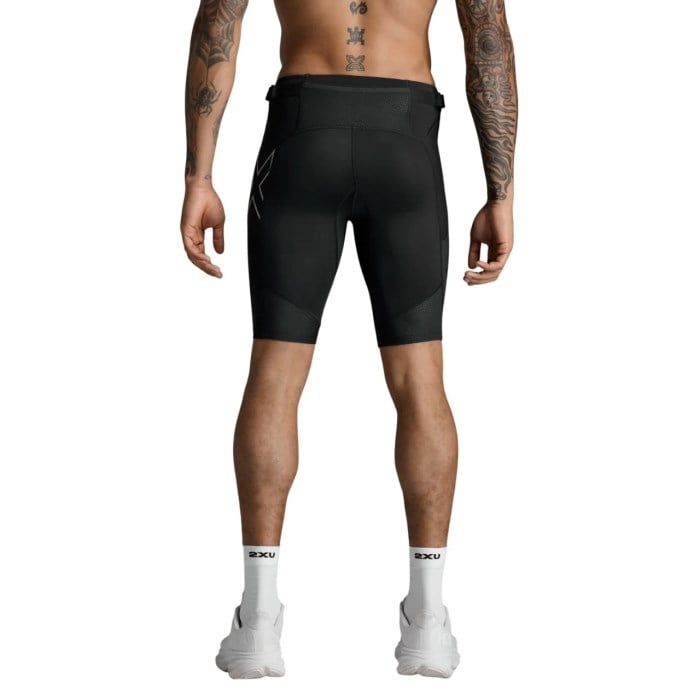 2XU Aero Mesh Mens Compression Shorts - Black/Silver Reflective