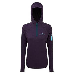Ronhill Momentum Womens Running Hoodie - Blueberry Marl/Aquamint