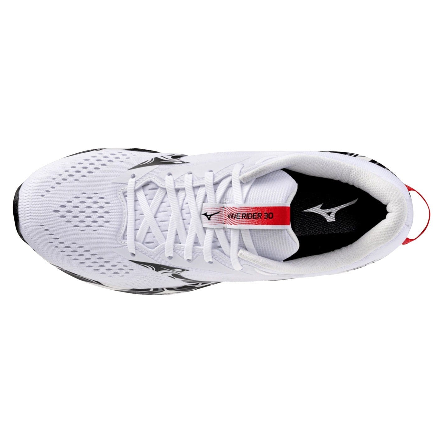 Mizuno Wave Rider 30 - Unisex Running Shoes - White/Black/High Risk Red - image 2