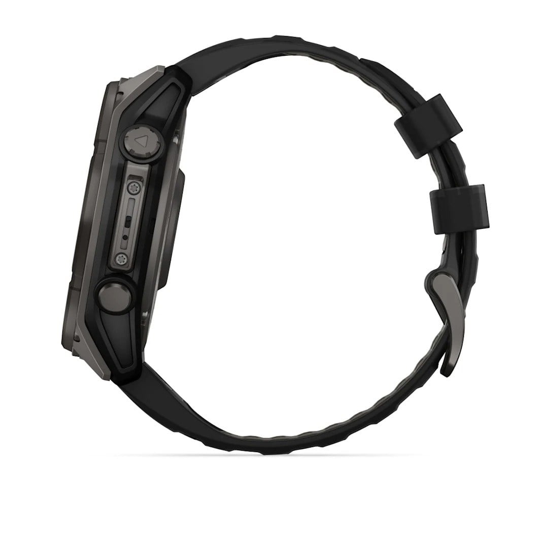 Garmin Fenix 8 Solar 51mm Sapphire Edition Titanium Watch - Carbon Grey Titanium with Black/Pebble - Carbon Grey Titanium with Black/Pebble Grey Silicone Band - image 5