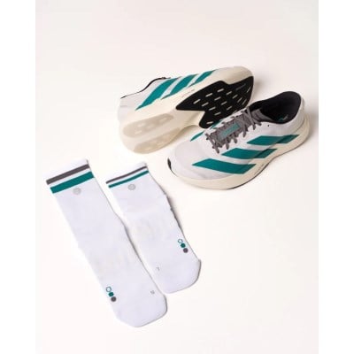 SHYU Half Crew Racing Socks - White/Teal/Carbon