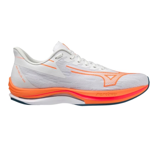 Mizuno Wave Rebellion Sonic - Mens Running Shoes - White/Light Orange/Blue Ashes