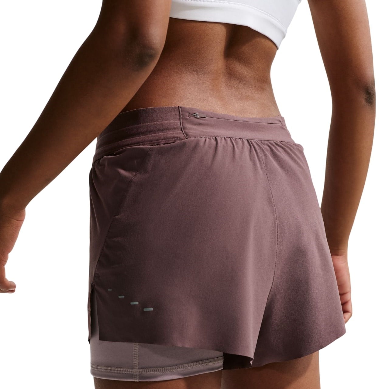 Nike Swift Mid-Rise Womens 2-In-1 Running Shorts - Tattoo/Light Violet Ore/Reflective Silver