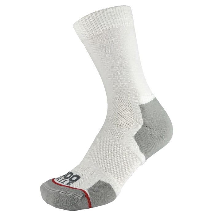1000 Mile Run Crew 25 Repreve Mens Running Socks -  Twin Pack - White/Grey