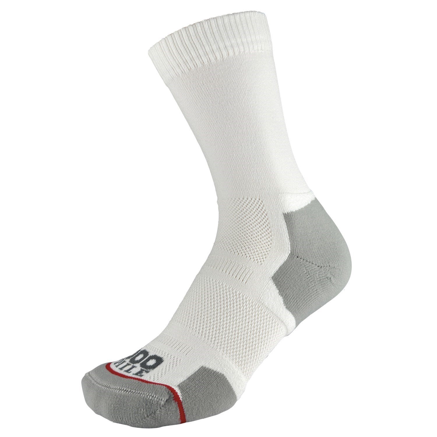 1000 Mile Run Crew 25 Repreve Mens Running Socks -  Twin Pack - White/Grey