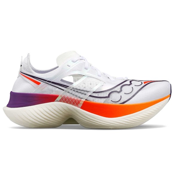 Saucony Endorphin Elite - Mens Road Racing Shoes - White/Vizi Red