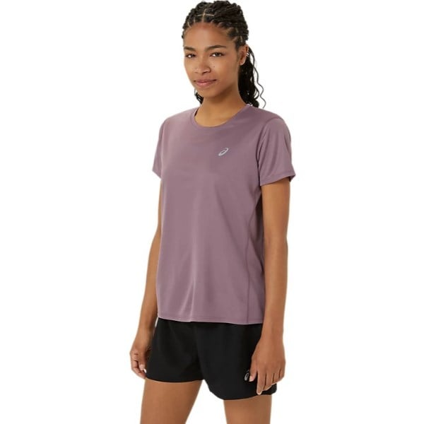 Asics Silver Womens Short Sleeve Running T-Shirt - Dusty Mauve