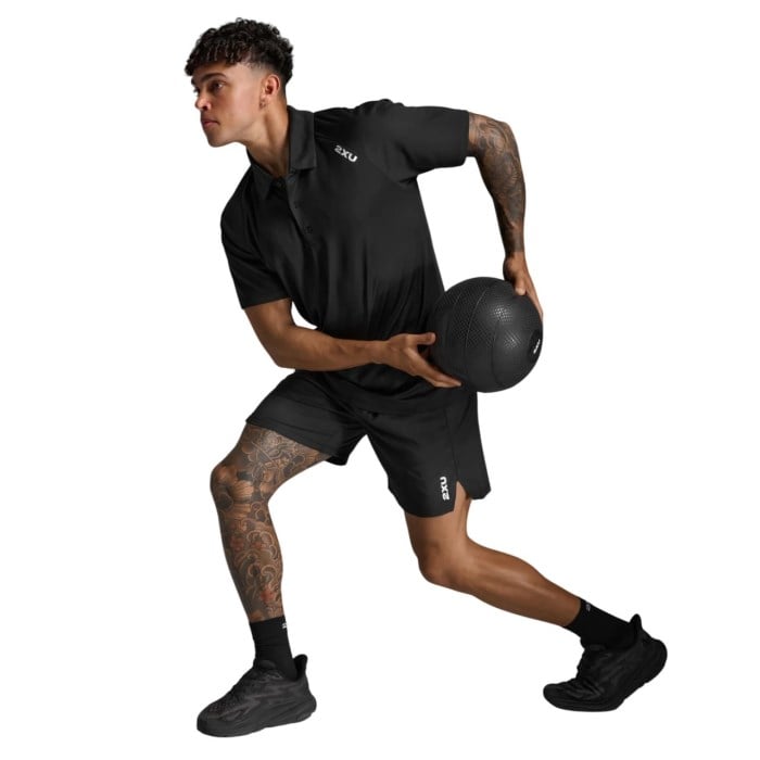 2XU Aspire Mens Polo T-Shirt - Black/White