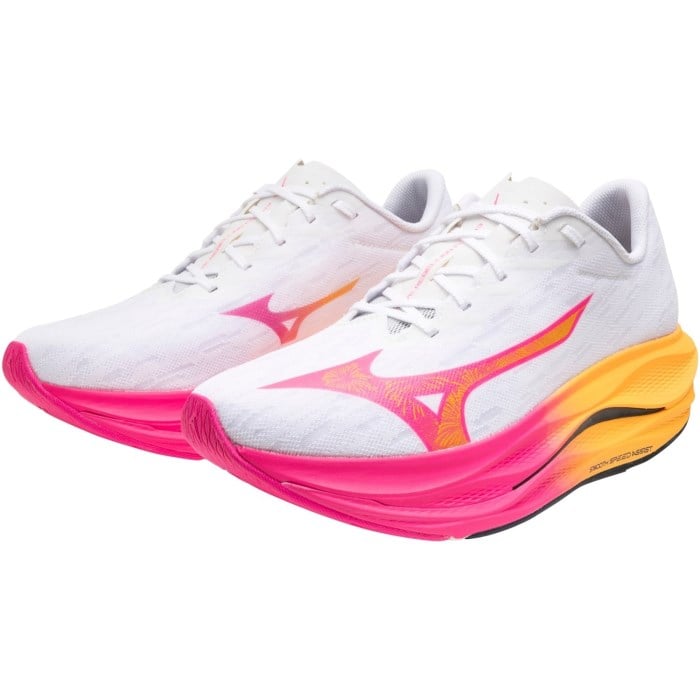 Mizuno Wave Rebellion Flash 3 Hanabi - Unisex Running Shoes - White/Pink Tetra/Tang Orange