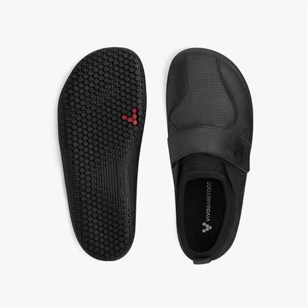 Vivobarefoot Primus Velcro Kids School Shoes - Obsidian Black