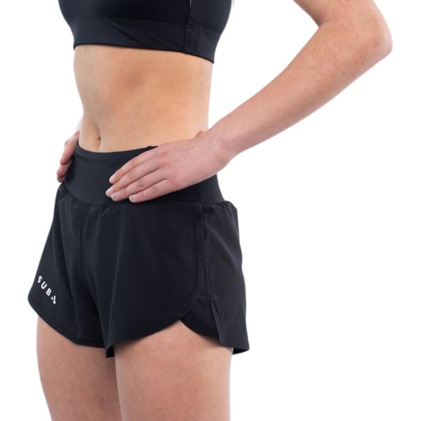 Sub4 Fast Split Womens Running Shorts Zip Pocket - Black