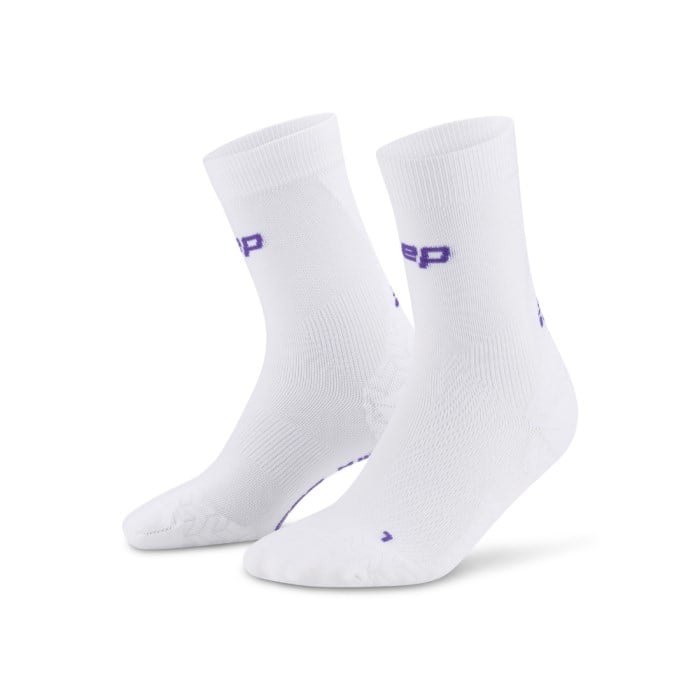 CEP Core Run Ultralight 4.0 Mid Cut Mens Socks - White