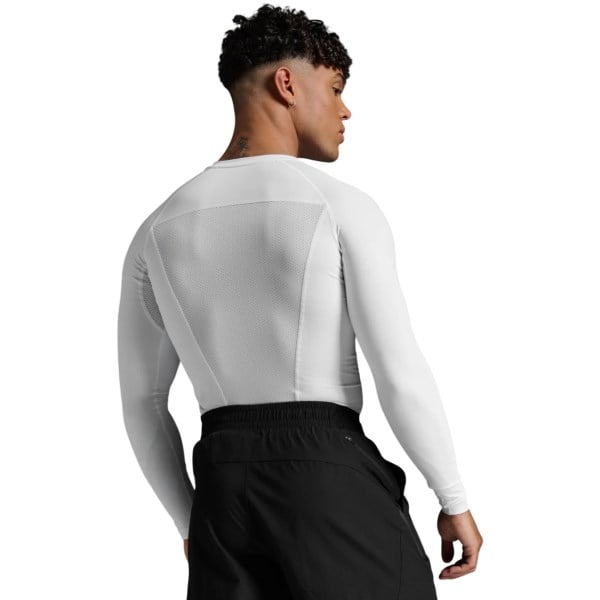 2XU Core Compression Mens Long Sleeve Running Top - White/No Logo