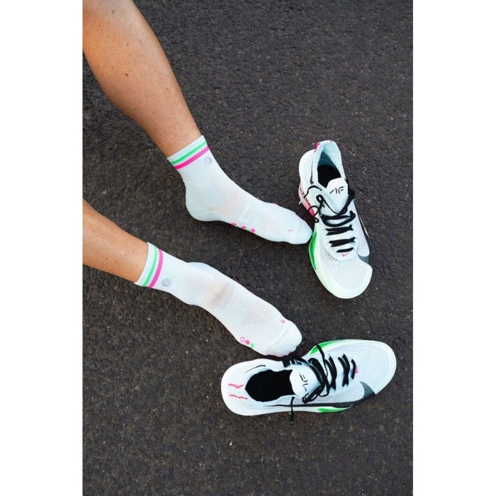 SHYU Crew Racing Socks - Foam/Pink/Green