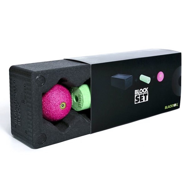 Blackroll Block Set - Mini Foam Roller, Massage Ball & Yoga Block Set
