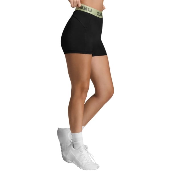 2XU Womens Everyday Compression 3 inch Shorts - Black/Cool Matcha