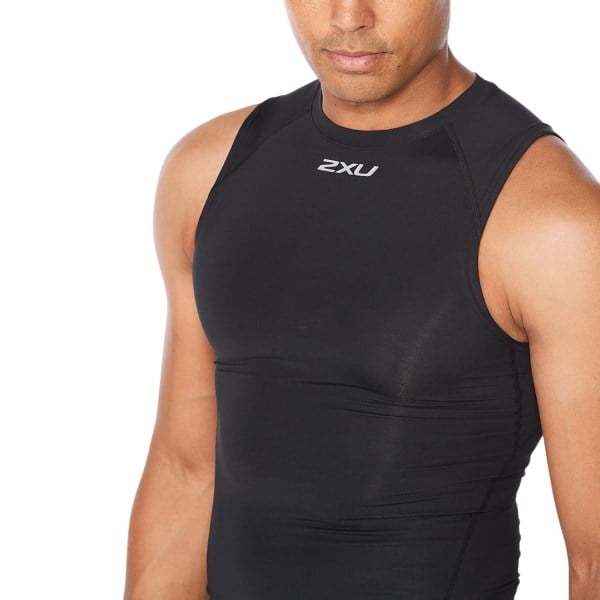 2XU Core Mens Compression Sleeveless Tank Top - Black/Silver