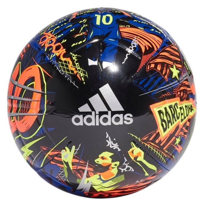 adidas Messi Club Soccer Ball - Size 5 - Royal Blue/Black/Solar Yellow/Solar Red