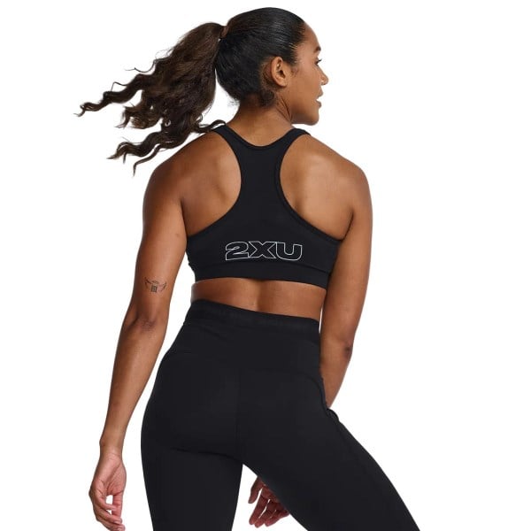 2XU Motion Zip Womens Running Bra - Black/White