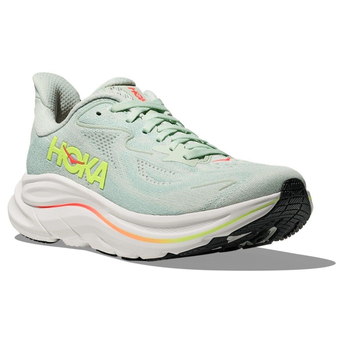 Hoka Clifton 10 - Womens Running Shoes - Sea Glass/Neon Flame