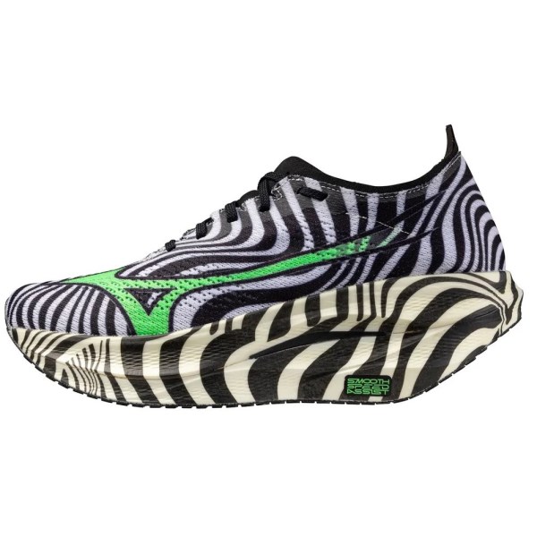 Mizuno Wave Rebellion Pro Beta - Unisex Road Racing Shoes - Black/Green Gecko/White/Orange
