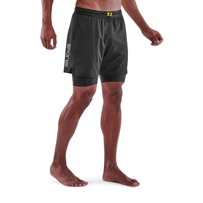 Skins Series-3 Superpose 2-In-1 Mens Compression Half Tights - Black