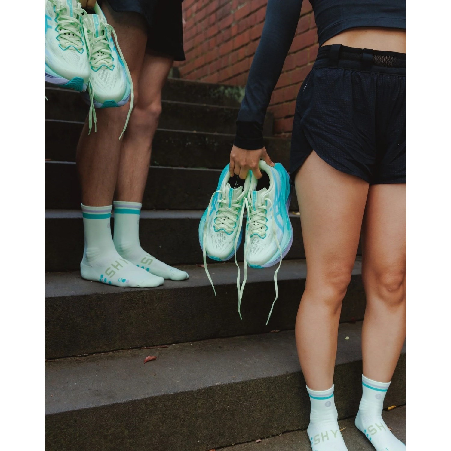 SHYU Quarter Crew Racing Socks - Pear/Mermaid/Lilac - image 2