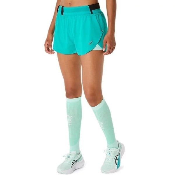 Asics Metarun Split Short - Womens Running Clothing - Wave Teal