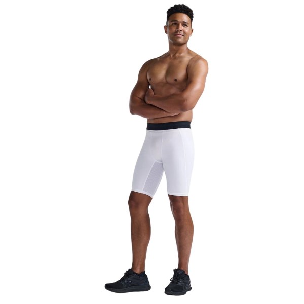 2XU Base Layer Mens Compression Shorts - White/White