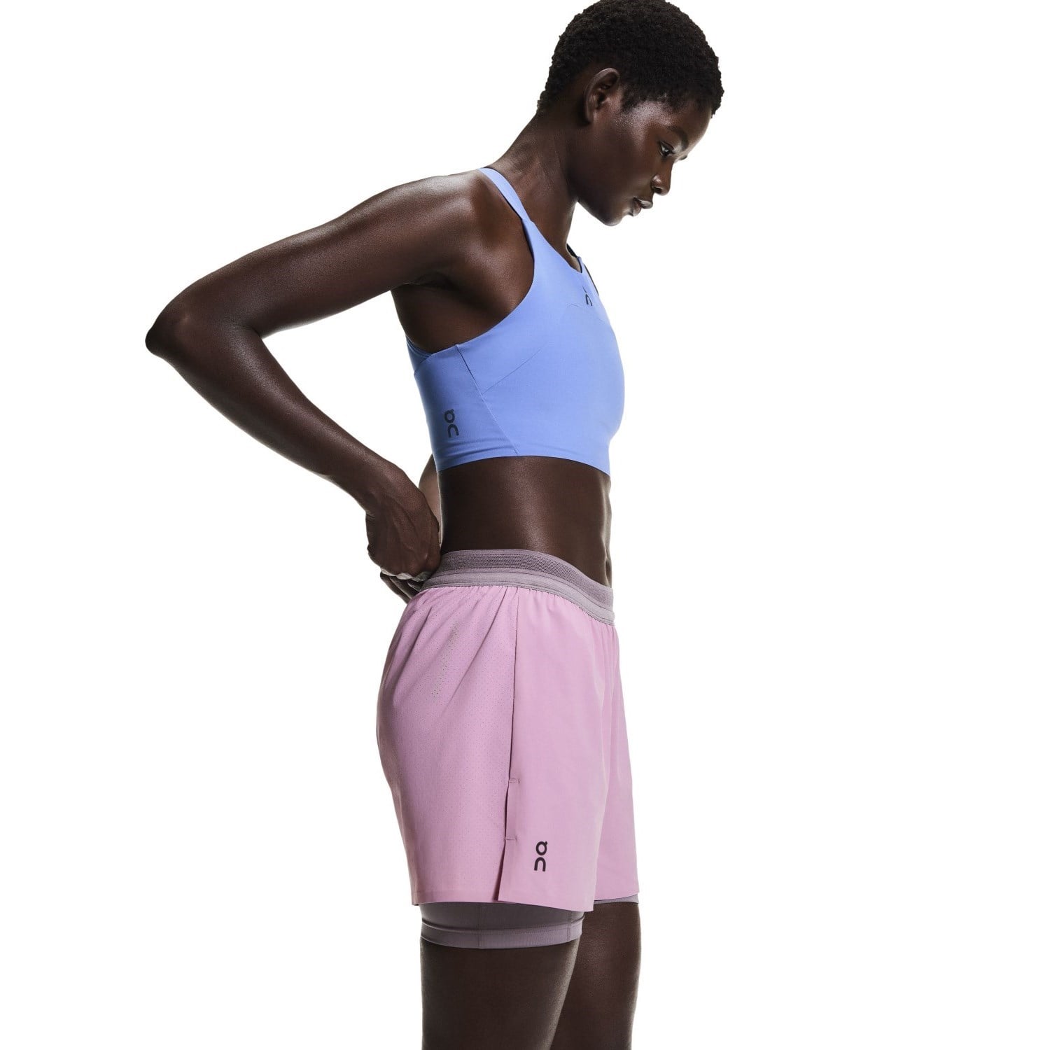 On Performance Womens 3 Inch 2-In-1 Running Shorts - Sakura Derberry