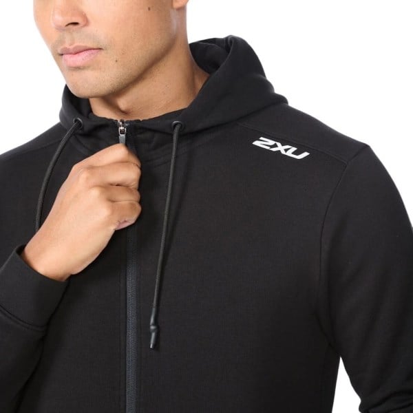 2XU Aspire Mens Full Zip Hoodie - Black/White