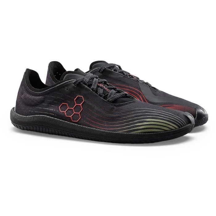 Vivobarefoot Primus Flow - Mens Running Shoes - Obsidian/Cherry Tomato