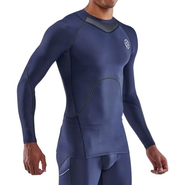 Skins Series-3 Mens Compression Long Sleeve Top - Navy